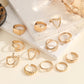 Zenat 12-Piece Metallic Smooth Rings for Women