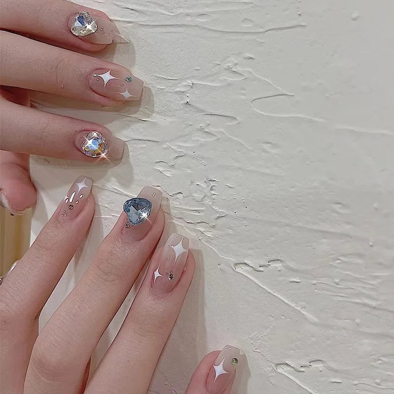 Zenat 24Pcs Glitter Diamond Press-On Nails