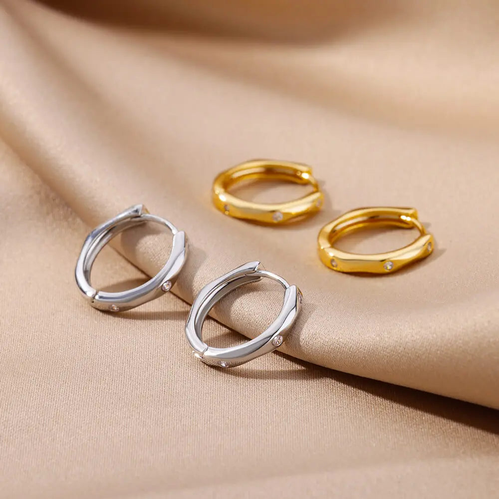Zenat Elegant Round Hoop Earrings – Luxury Stainless Steel