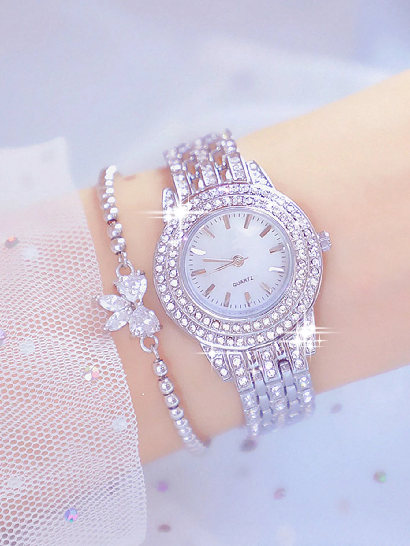 Zenat Zircon Studded Watch For women