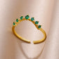 Zenat Gold Zircon Adjustable Stainless Steel Ring