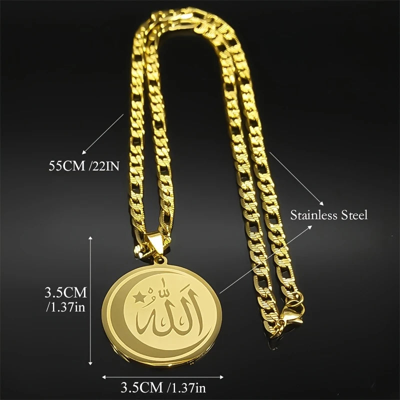 Zenat Islamic Quran Allah Crescent Moon Pendant Necklace