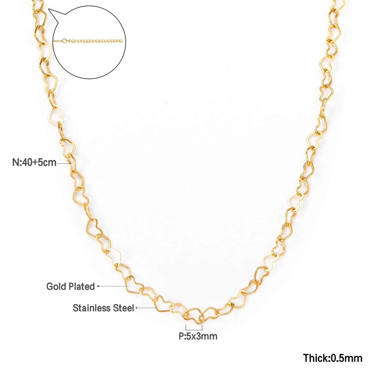 Zenat Golden Chains Necklaces Star Heart Stainless Steel