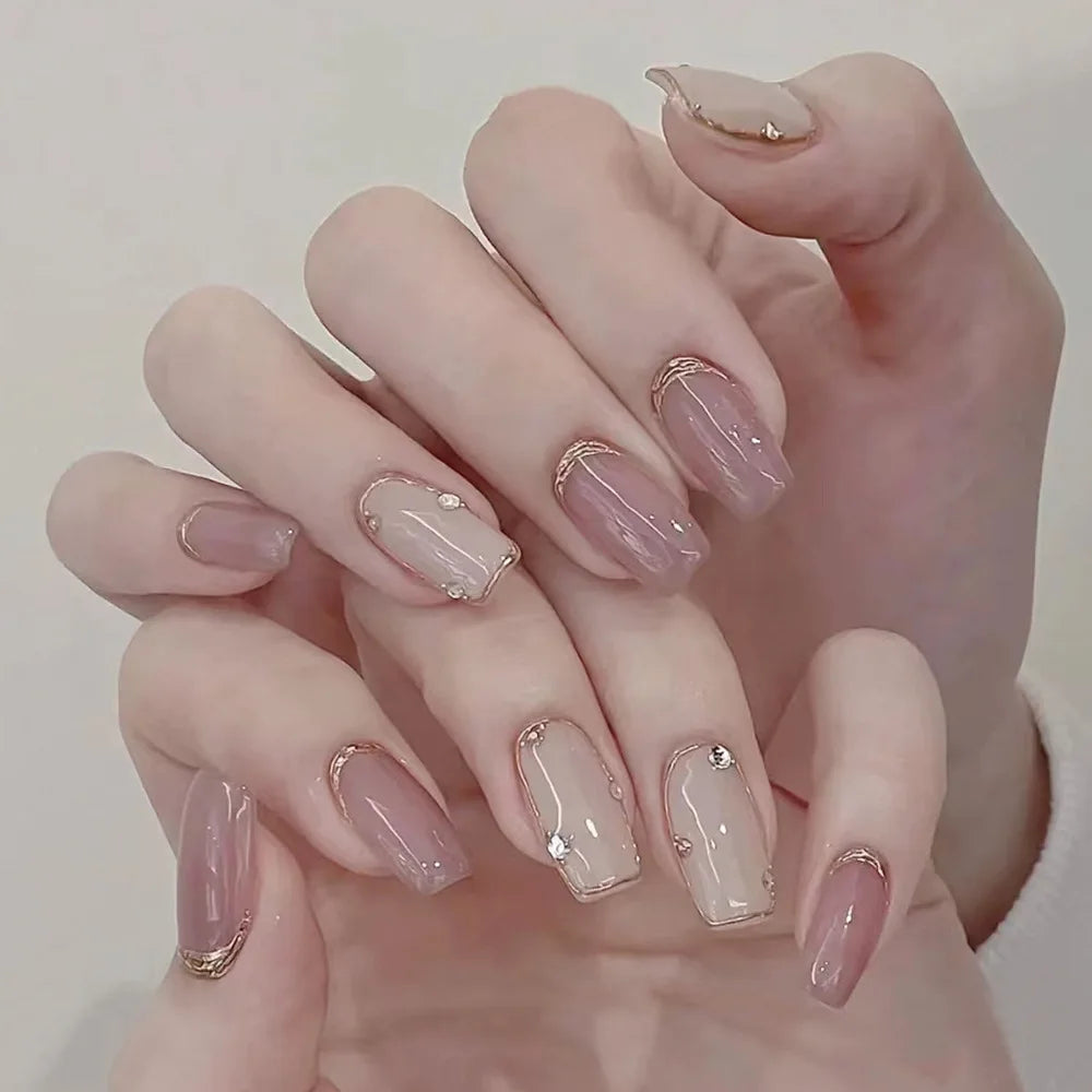 Zenat 24Pcs Glitter Diamond Press-On Nails