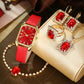Luxury Fashion Square Women's Watches Brand Ladies Quartz Wristwatch Classic Simple Femme Blue Leather Band