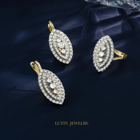 Zenat Evil Eye Earrings & Ring Set – 14K Gold