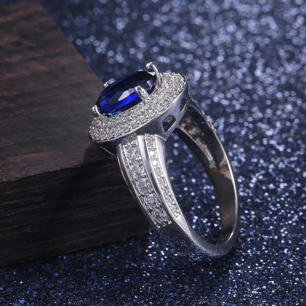 Zenat Luxury Prong Rings – Deep Blue Zircon