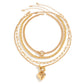 Zenat Link Chain 4Pcs/Set Gold Color Heart Pendant