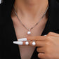Zenat 3 Pcs Round Pearl Jewelry Set Of Earring Pendant Necklace For Women