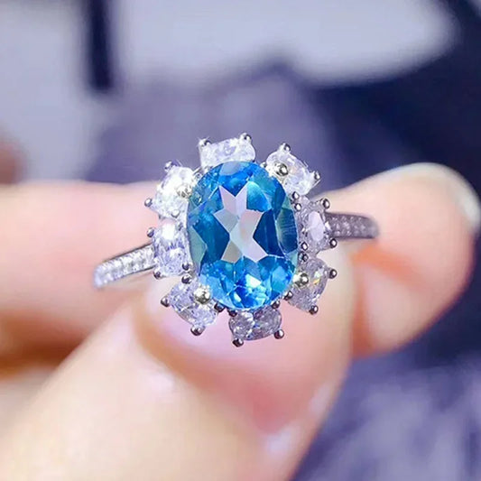 Zenat Sea Blue Cubic Zirconia Women’s Ring
