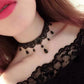 Zenat Gothic Black Lace Crystal Choker Necklace
