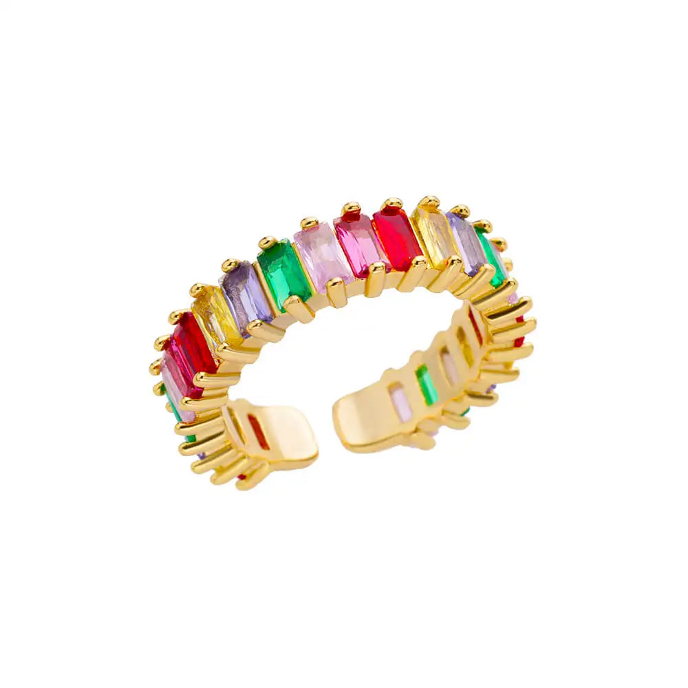 Zena Mini Zircon Green Adjustable Gold Ring