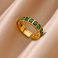 Colorful Cubic Zircon Open Ring For Women Stainless Steel Gold Color Square Rings Bohemian Romantic couple Jewelry Gifts