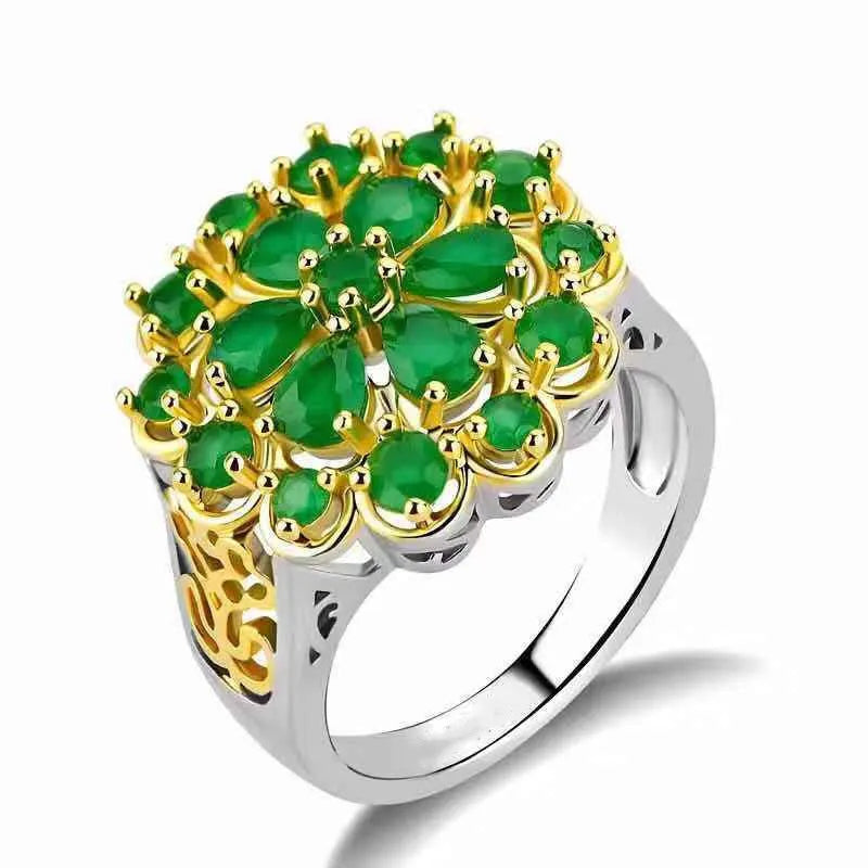 Zenat Inlaid Red Zircon Flower Ring
