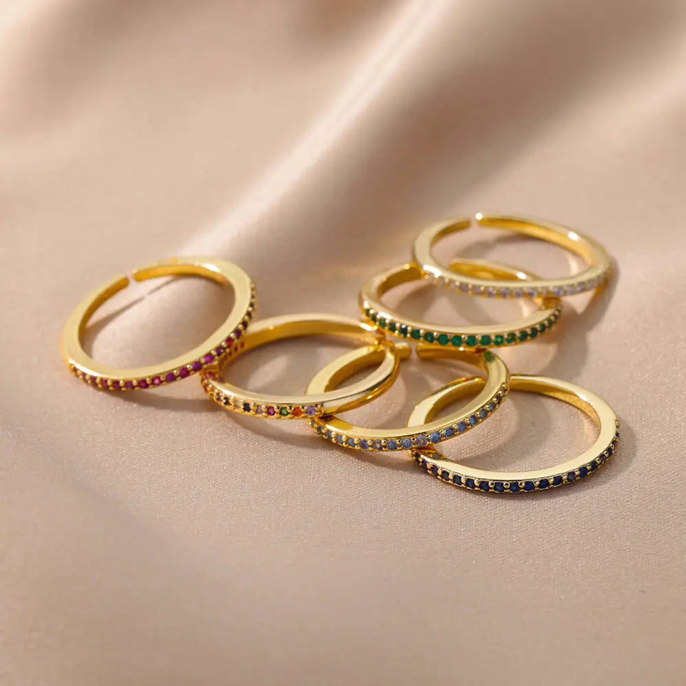 Zena Mini Zircon Green Adjustable Gold Ring