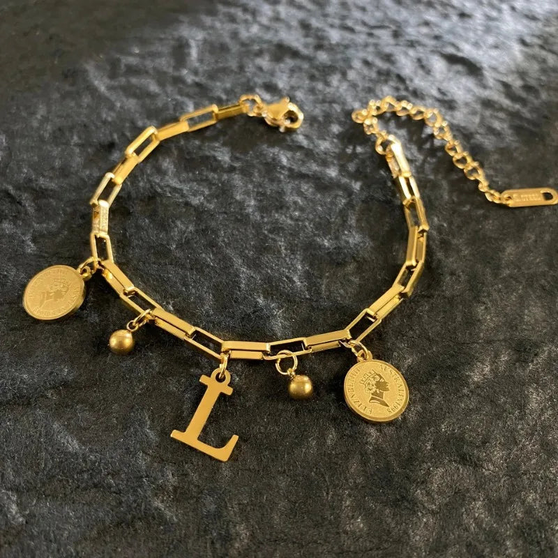 Named Letters 18K Gold-plated Stainless Steel Bracelet