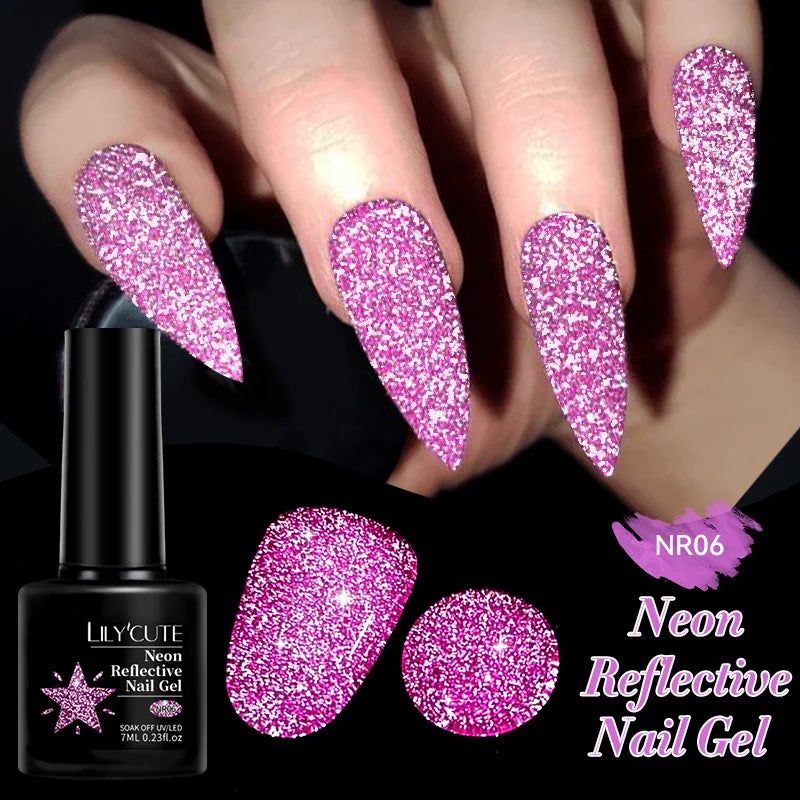 Zenat Bright Red Sparkling Glitter Gel Nail Polish
