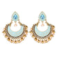 Zenat Retro Green Carved Pearl Tassel Jhumka