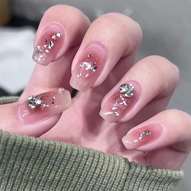 Zenat 24Pcs Glitter Diamond Press-On Nails