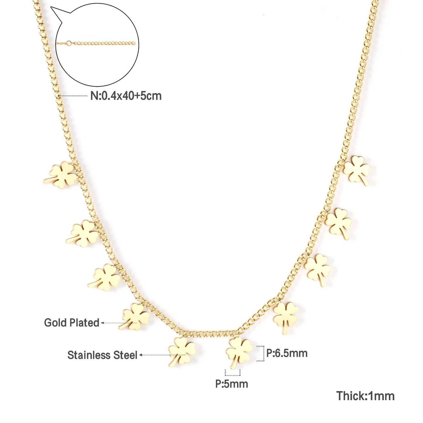 Zenat Golden Chains Necklaces Star Heart Stainless Steel