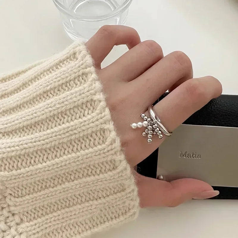 High End Vintage Punk Green Zircons Party Rings for Women Couples New Fashion Creative Tassel Geometric Handmade Party Jewelry