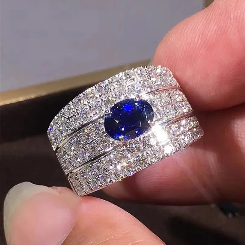 Zenat Blue Cube Zircon Elegant Ring