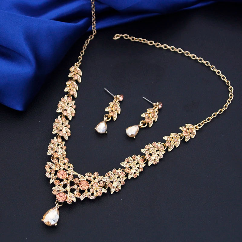 Fashion Choker Necklace Sets for Women Bridal Jewelry Sets Party Prom Wedding Earrings Costume Accessories