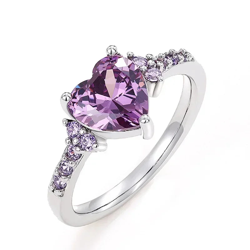 Zenat Purple Cubic Zirconia Square Crystal Ring