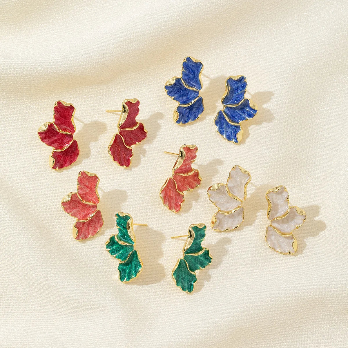 Zenat Metal Flower Statement Stud Earrings for Women