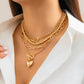 Zenat Link Chain 4Pcs/Set Gold Color Heart Pendant