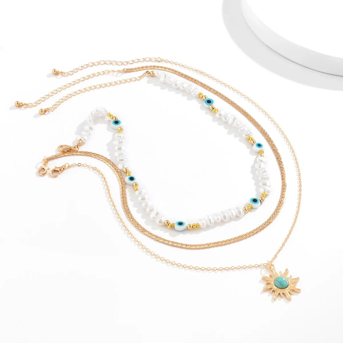 Zenat 3PC Ethnic Sunflower Beaded Necklace Set