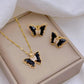 Zenat Cute Micro-Inlaid Butterfly Necklace & Earrings Set