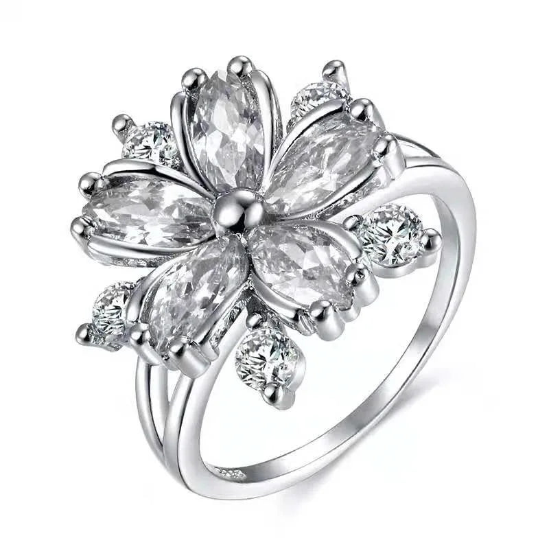 Zenat Inlaid Red Zircon Flower Ring
