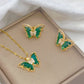 Zenat Cute Micro-Inlaid Butterfly Necklace & Earrings Set