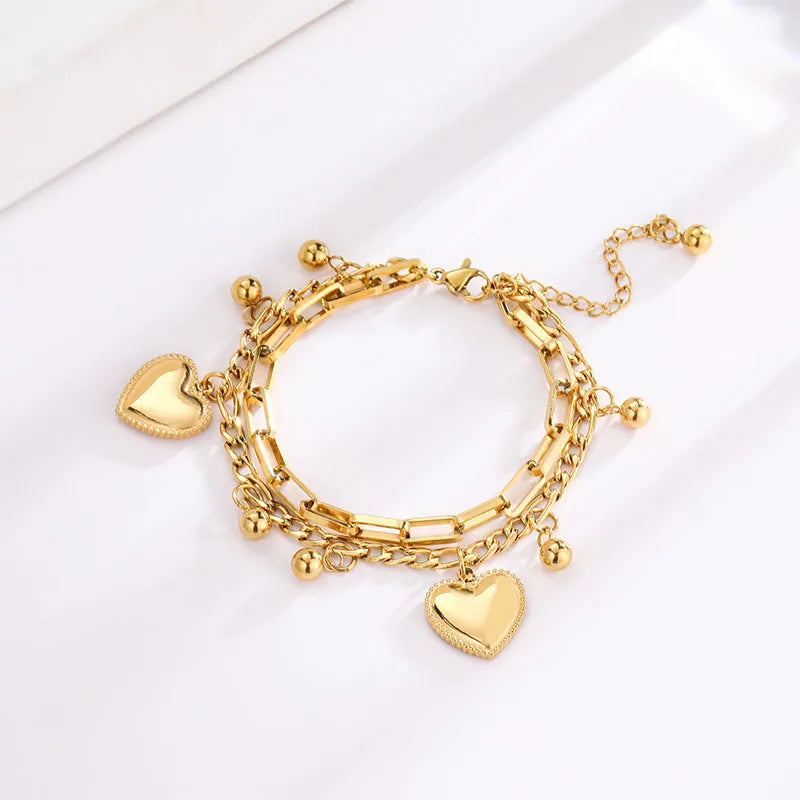 Zenat Multi layered Steel Ball Bean Love Bracelet