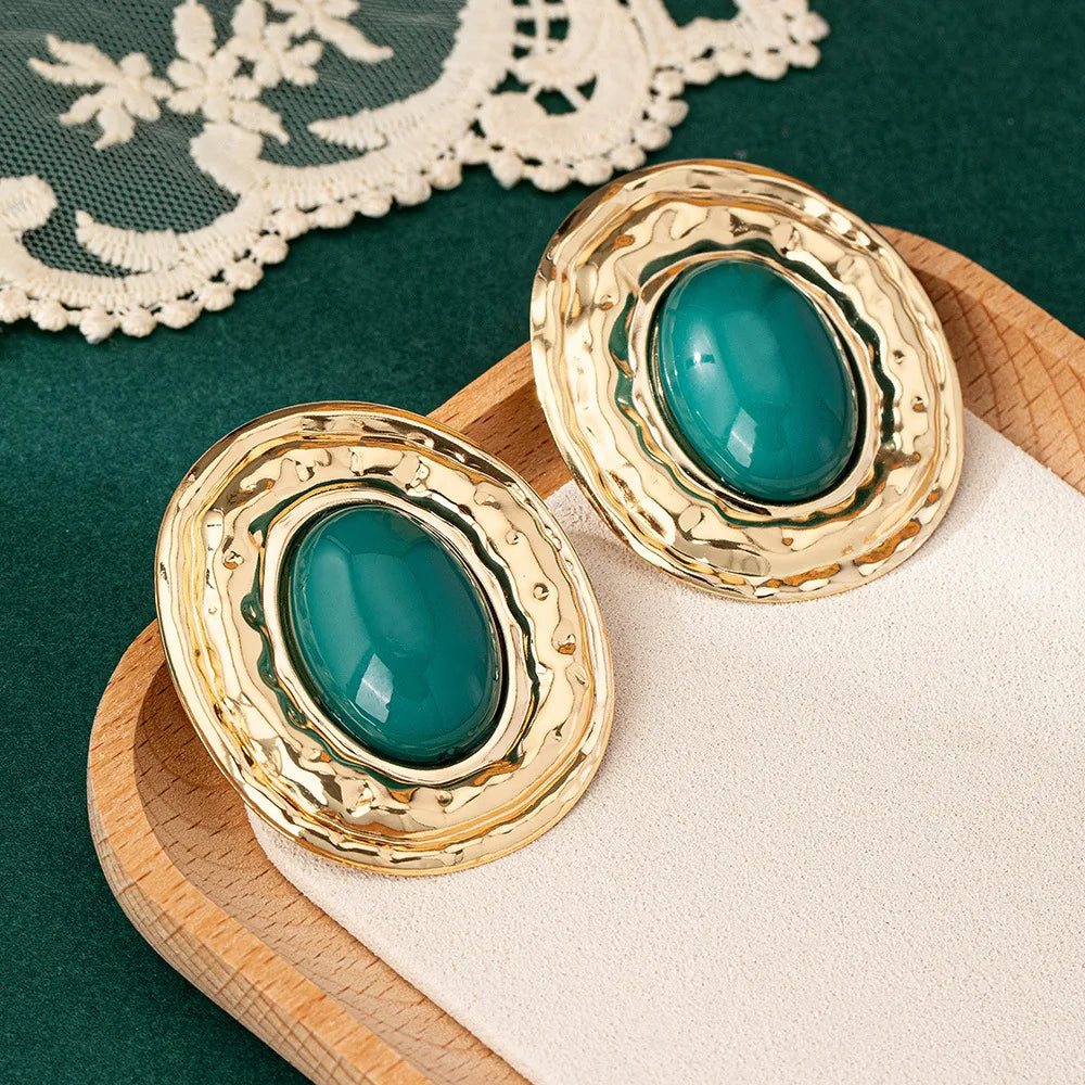 Zenat Round Geometric Stud Earrings – Women Party Gift