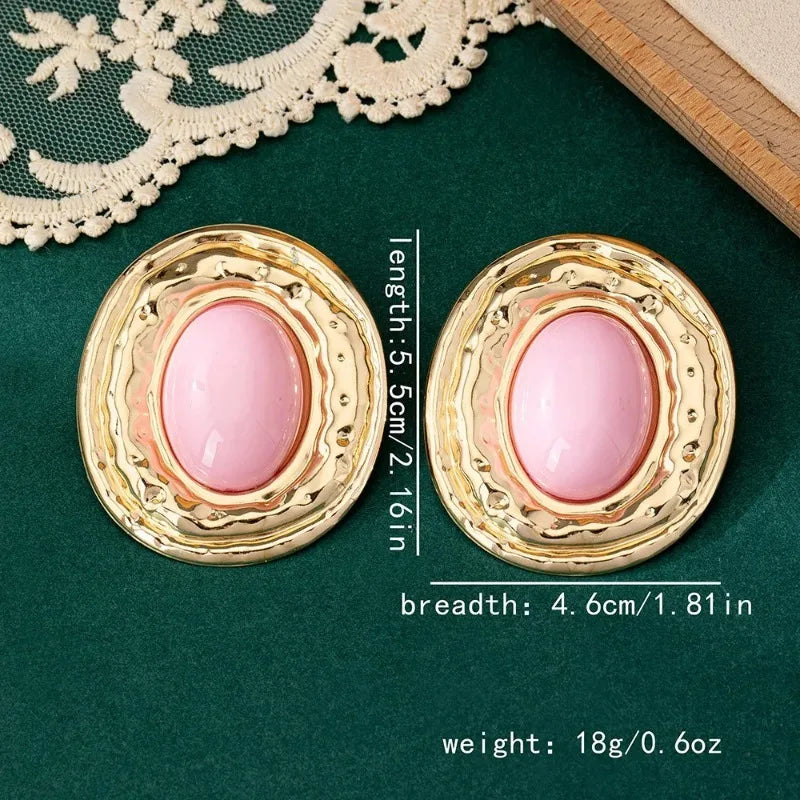 Zenat Round Geometric Stud Earrings – Women Party Gift