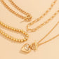 Zenat Link Chain 4Pcs/Set Gold Color Heart Pendant