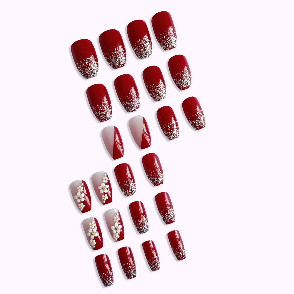 Zenat 24Pcs Short Coffin Press-On Nails