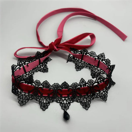 Zenat Sexy Lace Flower Velvet Choker Necklace for Women