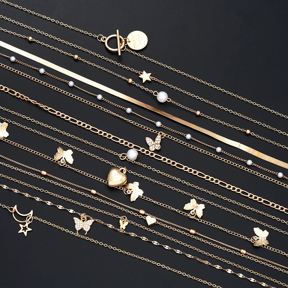 Zenat Stackable Butterfly Heart Star Pearl Moon Pendant