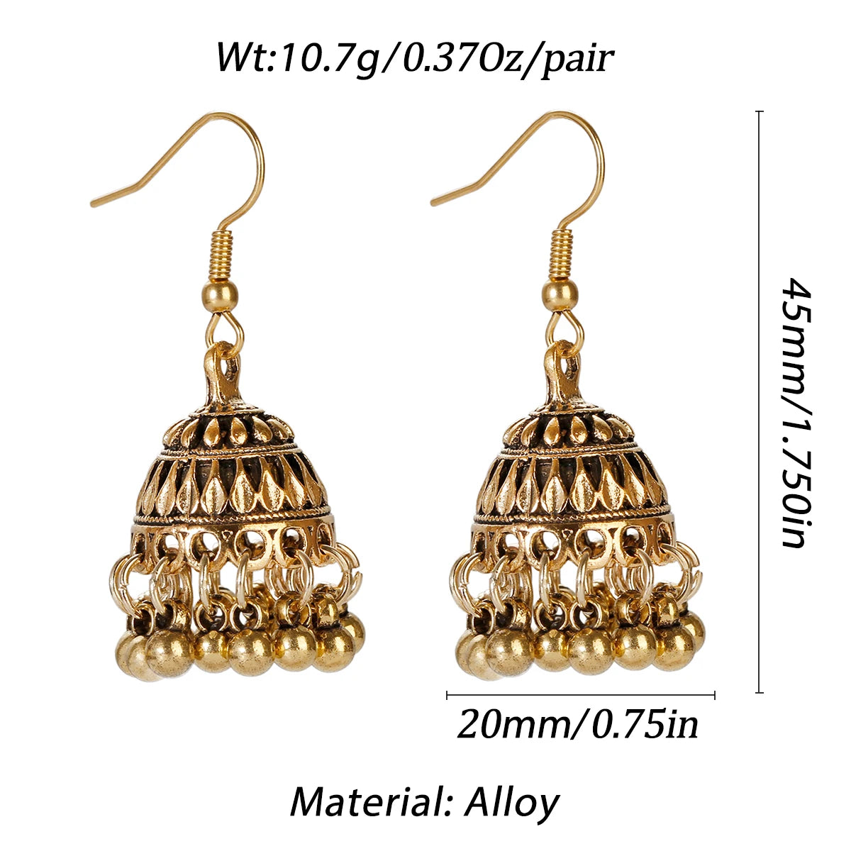Zenat Luxury Retro Ethnic Carved Jhumka Set