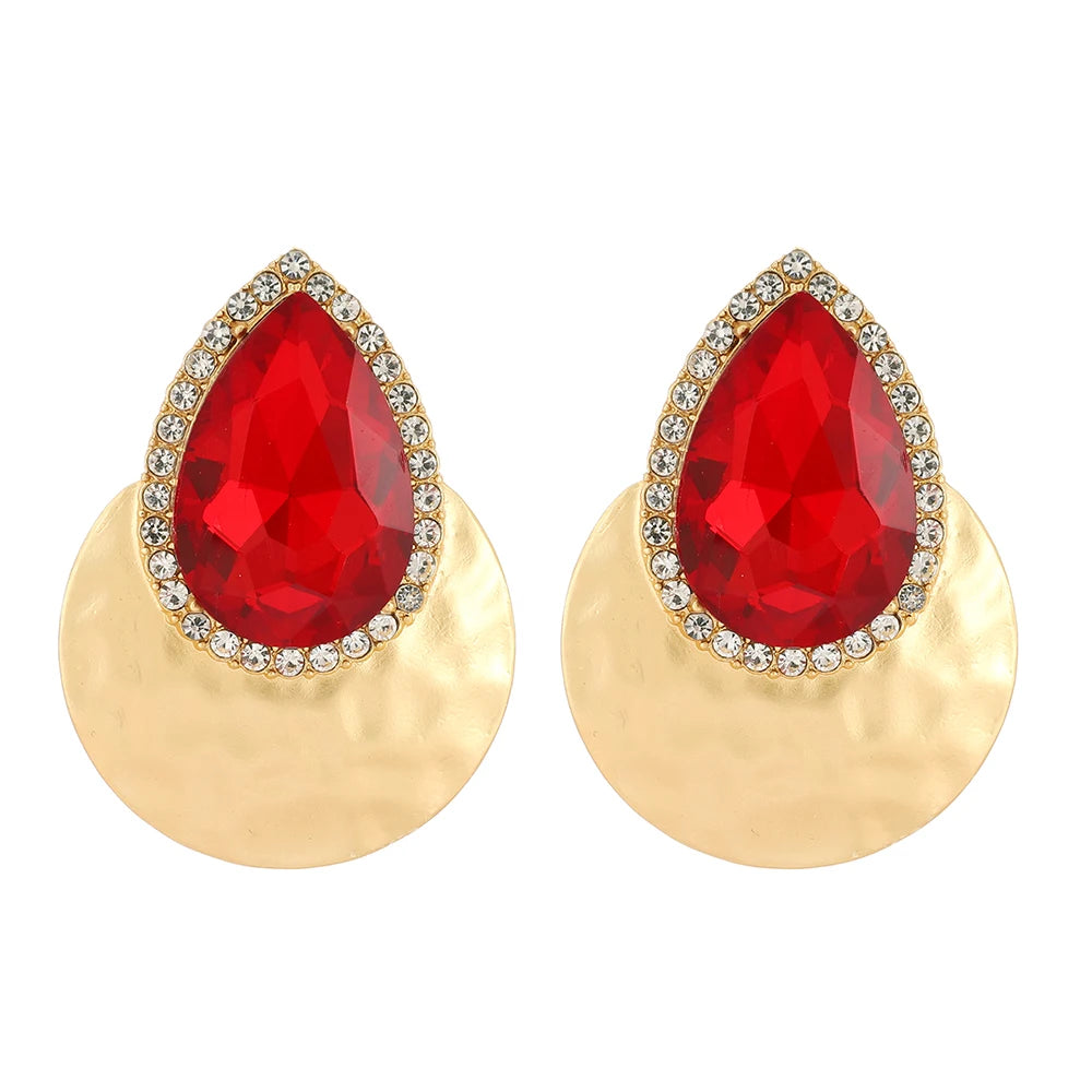 Zenat Big Round Metal Stud Earrings – Elegant Statement