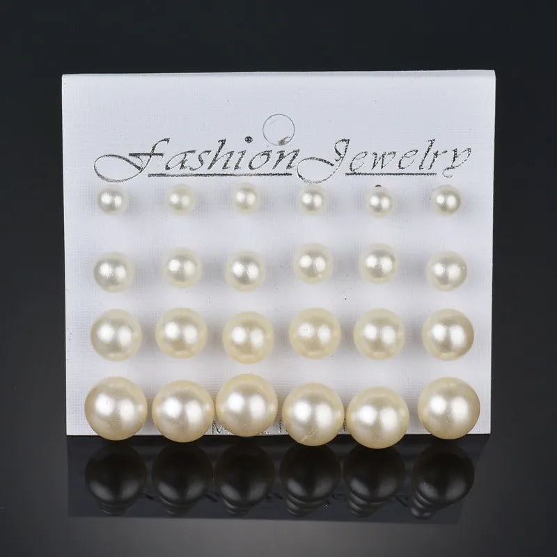 Zenat 18 Pairs Pearl Earrings – Lightweight Daily Wear
