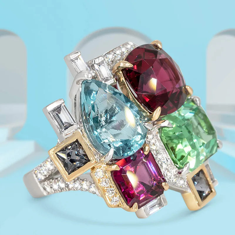 Zenat Colorful Green Cubic Zirconia Rings