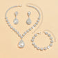 Minimalist Water drops Jewelry Set for Women Crystal Necklace Bracelet Earrings Set Gift Banquet Wedding Anniversary Accessories