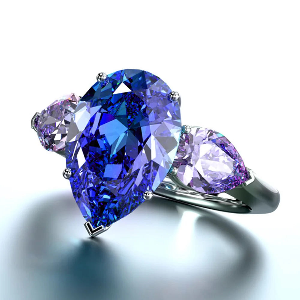 Zenat Luxury Prong Rings – Deep Blue Zircon