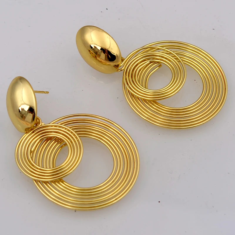 Zenat Big Round Statement Earrings – Gold & Silver