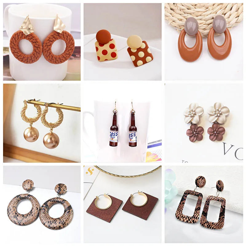 Zenat Brown Beer Bottle Pendant Drop Earrings for Women