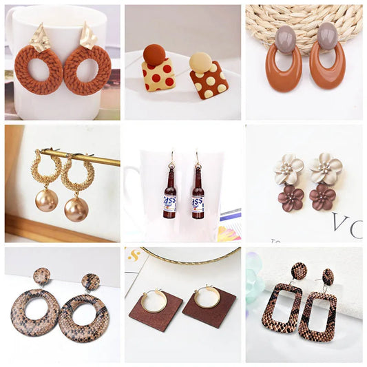 Zenat Brown Beer Bottle Pendant Drop Earrings for Women